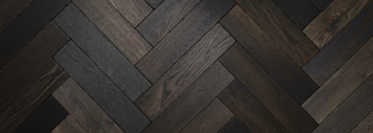 close up of dark parquet flooring
