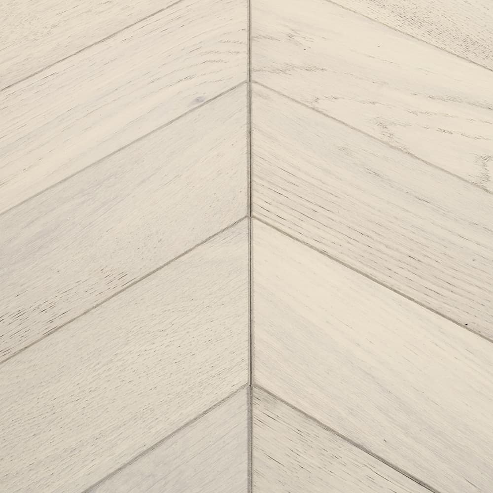 white chevron parquet flooring