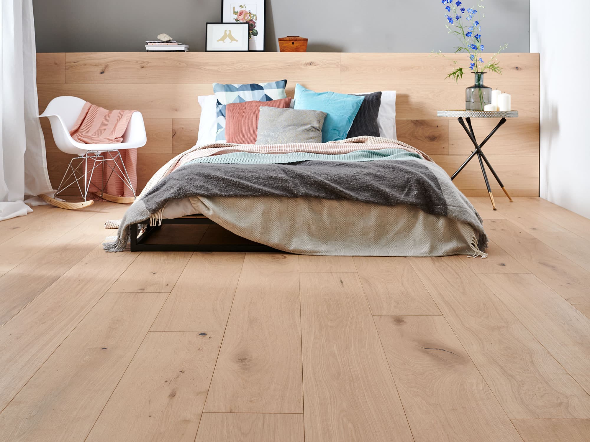 engineered hardwood flooring harlech raw oak in a bedroom setting