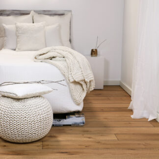 Engineered wood flooring in a bedroom