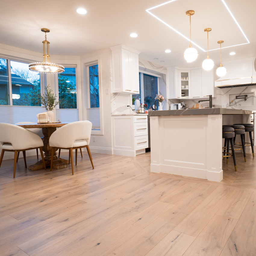 Engineered wood flooring in a traditional kitchen