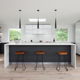 Engineered wood flooring in a modern kitchen
