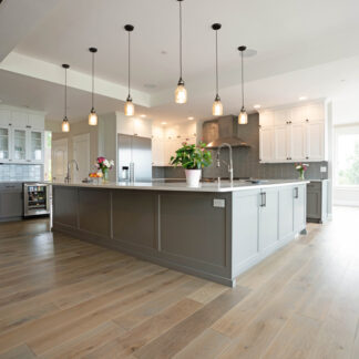 Engineered wood flooring in a kitchen