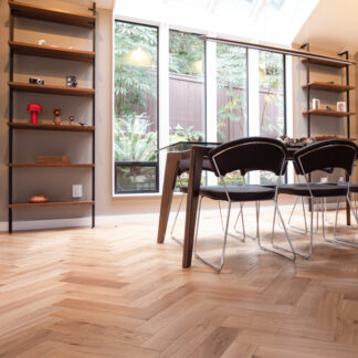 Engineered herringbone floor in a modern house