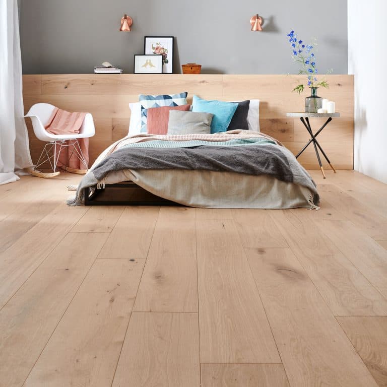 engineered hardwood flooring harlech raw oak in a bedroom setting