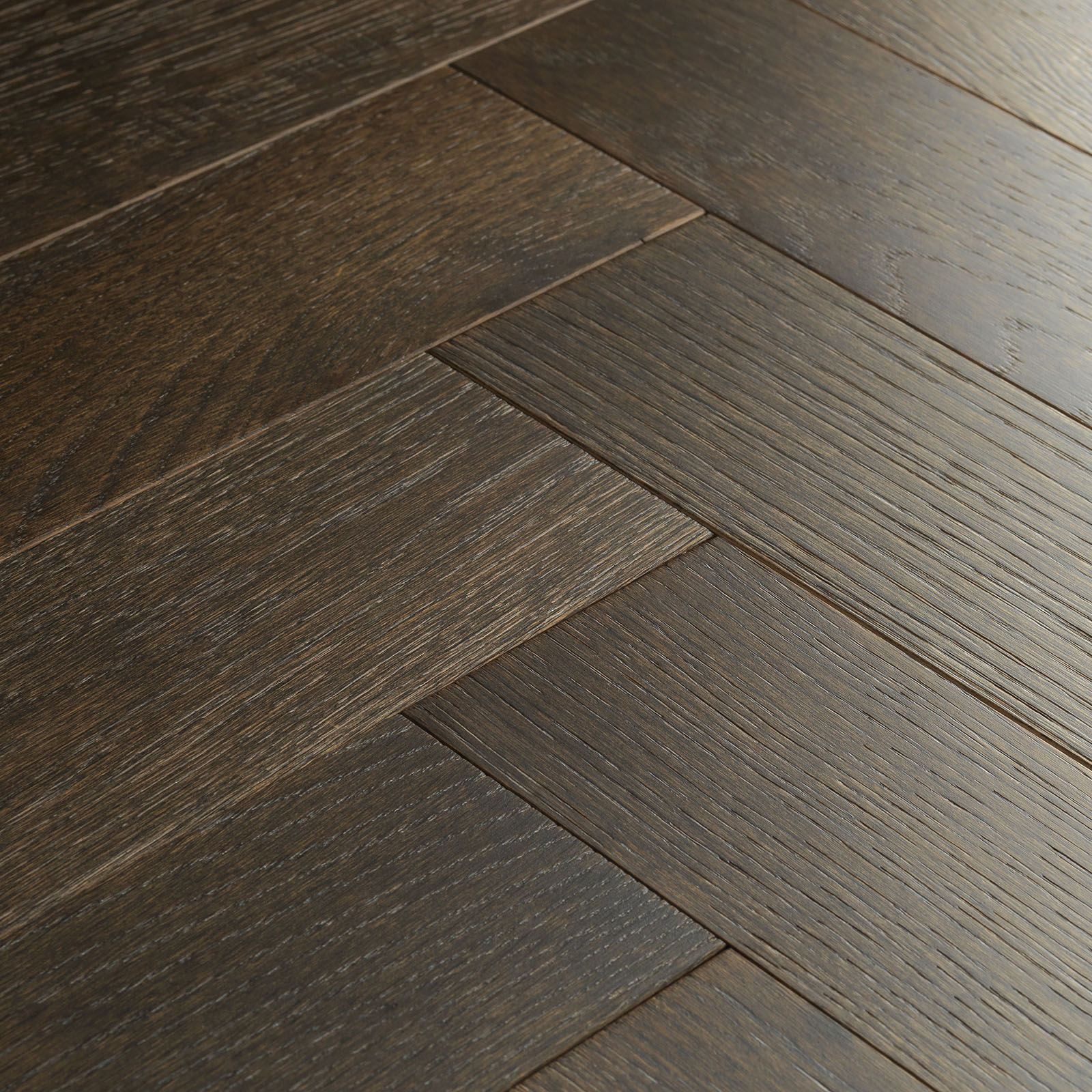 Engineered herringbone flooring Goodrich espresso oak.